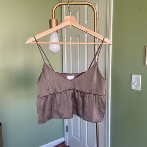 aritzia wilfred peplum crop top size small